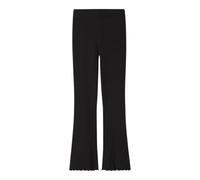 Jerseyhose NAME IT "NKFNAKAL BOOTCUT LEGGING NOOS", Mädchen, Gr. 128, N-Gr, schwarz (blank), Feinripp, Obermaterial: 95% Baumwolle, 5% Elasthan, unifarben, bootcut fit lang, Hosen Jerseyhose, mit ausg