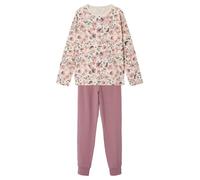 Pyjama NAME IT "NKFNIGHTSET NOSTALGIA FLOWER NOOS", Mädchen, Gr. 110 (116), rosa (nostalgia rose), Jersey, Obermaterial: 95% Baumwolle, 5% Elasthan, bedruckt, relaxed fit normal, Rundhals, abgesteppte