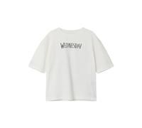 T-Shirt NAME IT "NKFDYP WEDNESDAY SS RLX TOP BOX NOOS SKY", Mädchen, Gr. 122 (128), rot (cloud dancer), Jersey, Obermaterial: 100% Baumwolle, bedruckt, casual, relaxed fit, Rundhals, Kurzarm, Shirts (