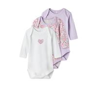 Langarmbody NAME IT "NBFBODY 3P LS LILAC PETIT FLOWER NOOS" Gr. 80, N-Gr, lila (pastel lilac) Baby Bodies (50339942-80) pastel lilac
