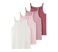 Unterhemd NAME IT "NKFSTRAP TOP 4P BLACK WHITE SOLID NOOS", Mädchen, Gr. 122/128, 4 Stk., N-Gr, rose wine, Jersey, Obermaterial: 95% Baumwolle, 5% Elasthan, unifarben, normal, Rundhals, Unterhemden Un