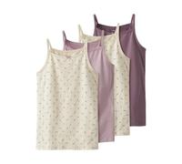 Unterhemd NAME IT "NKFSTRAP TOP 4P BUTTERCREAM FLORAL NOOS" Gr. 110, N-Gr, beige (buttercream), Kinder, Jersey, Obermaterial: 95% Baumwolle, 5% Elasthan, bedruckt, unifarben, Unterhemden (65159831-110