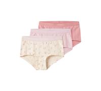 Boxershorts NAME IT "NKFHIPSTER 3P FLOWER NOOS", Mädchen, Gr. 116, 3 Stk., rosa (turtledove pack:w, pale lila, mellow rose), Jersey, Obermaterial: 95% Baumwolle, 5% Elasthan, bedruckt, bequem, Unterho