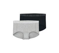 Boxershorts NAME IT "NKFHIPSTER 2P NOOS", Kinder, Gr. 116, schwarz pack:w, grau melange, Jersey, Obermaterial: 95% Baumwolle, 5% Elasthan, meliert, eng, Unterhosen (23686659-116) schwarz pack:w, grau