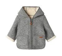 NAME IT Jacke mit Kapuze Wollwalk-Optik Teddyfell 74 grau melange