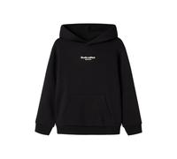 Kapuzensweatshirt NAME IT "NKMBRODY LS NREG SWEAT WH BRU NOOS", Jungen, Gr. 116, schwarz, Sweatware, Obermaterial: 70% Baumwolle, 30% Polyester, unifarben, normal normal, Rundhals, Rippbündchen, Sweat
