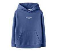 Kapuzensweatshirt NAME IT "NKMBRODY LS NREG SWEAT WH BRU NOOS", Jungen, Gr. 134/140, delft, Sweatware, Obermaterial: 70% Baumwolle, 30% Polyester, unifarben, normal normal, Rundhals, Rippbündchen, Swe