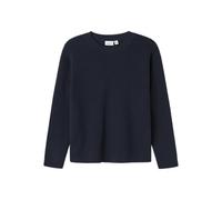 Strickpullover NAME IT "NKMNESOLLE LS PULLOVER KNIT NOOS", Jungen, Gr. 116, schwarz sapphire (blank), Strick, Obermaterial: 77% Baumwolle, 23% Nylon, unifarben, Basic normal, Rundhals, Strickkante, Pu