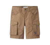 Cargobermudas NAME IT "NKMRYAN REG TWI L SHORTS 6776-BA NOOS", Jungen, Gr. 116, N-Gr, braun (kelp), Twill, Obermaterial: 98% Baumwolle, 2% Elasthan, unifarben, regular fit kurz, Hosen, Baumwollmischun