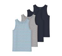 Unterhemd NAME IT "NKMTANK für Jungen mit Streifen im 4er-Pack", Jungen, Gr. 134 (140), 4 Stk., N-Gr, blau (aquamarine), Jersey, Obermaterial: 95% Baumwolle, 5% Elasthan, gestreift, unifarben, Rundhal