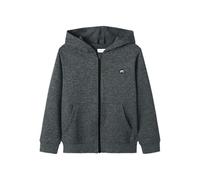 Kapuzensweatjacke NAME IT "NKMVIMO LS SWEAT CARD BRU NOOS", Jungen, Gr. 146/152, grau (dunkelgrau melange), Sweatware, Obermaterial: 60% Baumwolle, 40% Polyester, unifarben, taillenbedeckt, Rundhals,