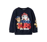 Sweatshirt NAME IT "NMMJEEP PAW NREG SWEAT BRU NOOS CPLG", Jungen, Gr. 122/128, navy blazer, angeraute Sweatware, Obermaterial: 95% Baumwolle, 5% Elasthan, bedruckt, unifarben, Basic hüftlang, Rundhal
