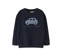 Sweatshirt NAME IT "NMMOBEAR NREG SWEAT UNB", Jungen, Gr. 98, schwarz sapphire, Sweatware, Obermaterial: 51% Baumwolle, 35% Polyester, 14% Viskose, bestickt, unifarben, normal hüftlang, Rundhals, Ripp