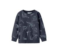 Sweatshirt NAME IT "NMMVARON für Jungen mit Alloverprint und Rippbündchen", Jungen, Gr. 92, blau (schwarz sapphire), Sweatware, Obermaterial: 100% Baumwolle, bedruckt, normal normal, Rundhals, Rippbün