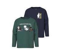 Name It Langarmshirt NMMVUX 2P LS TOP Jungen Gr. 92 – 2er-Pack, bistro grün/navy blazer