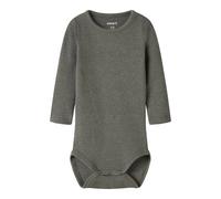 Langarmbody NAME IT "NBNKAB LS BODY NOOS", Jungen, Gr. 68, N-Gr, grün (dusty olive detail:melange), Jersey, Obermaterial: 57% Baumwolle, 38% Modal, 5% Elasthan, meliert, Rundhals, Bodys, Baumwollmisch