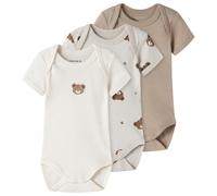 Name it - Kid's Body S/S Pumice Bear 3-Pack - Alltagsunterwäsche, Gr. 74, weiß (PumiceStone/JetStream/WeatheredTeak)