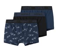 Trunk NAME IT "NKMBOXER 3P TITAN SKATER NOOS", Jungen, Gr. 134/140, 3 Stk., schwarz (titan pack:w, titan, schwarz), Jersey, Obermaterial: 95% Baumwolle, 5% Elasthan, bedruckt, bequem, Unterhosen (1304