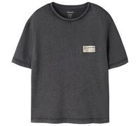Name it - Kid's Fandel S/S Top - T-Shirt, Gr. 116, grau (Black/PureCashmerePatch)