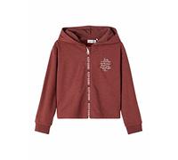 NAME IT KIDS Mädchen NKFLATTI LS SHORT SWEAT CARD WH BRU Sweatshirtjacke, Spiced Apple, 122-128