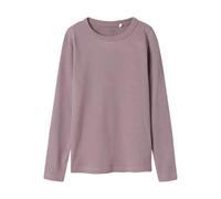 Langarmshirt NAME IT "NKFNAKAL LS TOP NOOS", Mädchen, Gr. 122/128, lila (elderberry), Jersey, Obermaterial: 95% Baumwolle, 5% Elasthan, unifarben, normal hüftlang, Rundhals, abgesteppte Kante, Shirts
