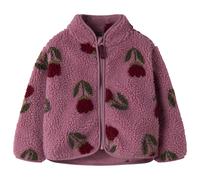 Plüschjacke NAME IT "NMFONELDA TEDDY CARD", Mädchen, Gr. 98, rosa (lilas), Plüsch, Obermaterial: 100% Polyester, gemustert, regular fit normal, hoch geschlossener Ausschnitt, eingefasste Kante, Jacken