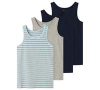 Unterhemd NAME IT "NKMTANK für Jungen mit Streifen im 4er-Pack", Jungen, Gr. 122 (128), 4 Stk., N-Gr, blau (aquamarine), Jersey, Obermaterial: 95% Baumwolle, 5% Elasthan, gestreift, unifarben, Rundhal
