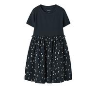 Jerseykleid NAME IT "NMFHAISY SS DRESS PB", Mädchen, Gr. 98, N-Gr, salute, Jersey, Obermaterial: 95% Baumwolle, 5% Elasthan, bedruckt, unifarben, bequem, Rundhals, Kleider Jerseykleid (10247129-98) sa