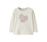 Langarmshirt NAME IT "NMFKIWI LS TOP", Mädchen, Gr. 116, beige (antique weiß), Jersey, Obermaterial: 95% Baumwolle, 5% Elasthan, bedruckt, regular fit normal, Rundhals, Shirts Langarmshirt, Baumwollmi