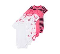 NAME IT 5er Pack Baby Mädchen Kurzarm Bodies Blüten Flamingo Streifen in Rosarot - 56