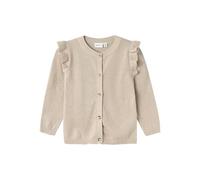 Strickjacke NAME IT "NMFABINNE LS KNIT CARD NOOS", Mädchen, Gr. 104, beige (peyote), Strick, Obermaterial: 74% Baumwolle, 18% Polyester, 8% metallisierte Fasern, unifarben, normal normal, Rundhals, St