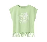 NAME IT Mädchen Kurzarm Shirt Valone mit Fransen grün (158/164)