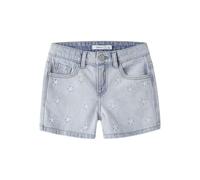 Jeansshorts NAME IT "NKFBELLA REG DNM SHORTS 3674-BE NOOS", Mädchen, Gr. 152, N-Gr, light blau bleached denim detail:stars, Denim/Jeans, Obermaterial: 100% Baumwolle, Abriebeffekte, bestickt, regular 