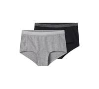 Boxershorts NAME IT "NKFHIPSTER 2P NOOS", Kinder, Gr. 134/140, schwarz pack:w, grau melange, Jersey, Obermaterial: 95% Baumwolle, 5% Elasthan, meliert, eng, Unterhosen (23686659-134) schwarz pack:w, g