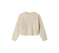 Strickpullover NAME IT "NKFHOLLY LS BOXY SHORT KNIT NOOS", Kinder, Gr. 146/152, pure cashmere (blank), Strick, Obermaterial: 79% Polyester, 13% Polyacryl, 5% Wolle, 3% Elasthan, meliert, unifarben, be