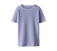 Kurzarmshirt NAME IT "NKFNAKAL SS SLIM TOP NOOS", Jungen, Gr. 122/128, lila impression, Jersey, Obermaterial: 95% Baumwolle, 5% Elasthan, unifarben, normal, Rundhals, Shirts, Baumwollmischung, Jersey,