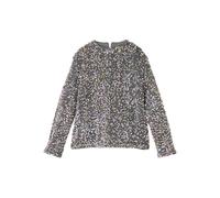 NAME IT Mädchen Nkfrunica Top Rt Langarmbluse, Granite Grey/Detail:Gold and White, 134-140 EU