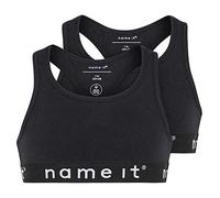 NAME IT Mädchen Nkfshort top 2p ensfarvet sort baggrund Bustier, Schwarz (Schwarz Black), 110-116 EU