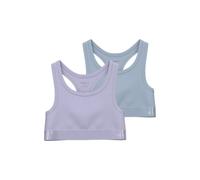 Bustier NAME IT "NKFSHORT TOP 2P NOOS", Mädchen, Gr. 134/140, N-Gr, N-Gr, lila (lila heather pack:w, subdude blau), Jersey, Obermaterial: 95% Baumwolle, 5% Elasthan, meliert, eng, BHs Bustier (9178922