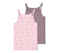 Unterhemd NAME IT "NKFSTRAP TOP 2P BARELY PINK BOW NOOS", Kinder, Gr. 158 (164), N-Gr, pink (barely pink), Jersey, Obermaterial: 95% Baumwolle, 5% Elasthan, bedruckt, casual, normal, Rundhals, ärmello