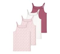 Unterhemd NAME IT "NKFSTRAP für Mädchen mit Stretchkomfort im 4er-Pack", Mädchen, Gr. 122/128, 4 Stk., N-Gr, mauve morn, Jersey, Obermaterial: 95% Baumwolle, 5% Elasthan, bedruckt, unifarben, normal,