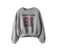 Sweatshirt NAME IT "NKFTAYA LS RLX SHORT SWEAT BRU BOX", Mädchen, Gr. 134/140, grau melange, Sweatware, Obermaterial: 100% Baumwolle, bedruckt, meliert, hüftlang, Rundhals, Rippbündchen, Sweatshirts S