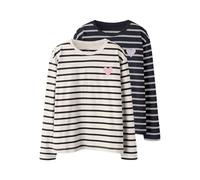Langarmshirt NAME IT "NKFTENISA 2P LS NREG TOP BOX PB", Jungen, Gr. 122/128, salute pack:gardenia, Jersey, Obermaterial: 100% Baumwolle, geringelt, gestreift, figurbetont normal, Rundhals, Shirts Lang