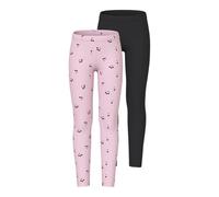 NAME IT Mädchen Nkfvivian 2P AOP Legging Noos, Black, 134/140 cm (2er Pack)