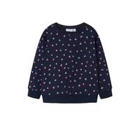 Name IT Mädchen Nmfdavina Ls Fleece Bru Noos Sweatshirt, Dark Sapphire/AOP:Heart AOP, 92 EU