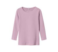 Langarmshirt NAME IT "NMFKAB LS TOP NOOS", Mädchen, Gr. 98, fragrant lila, Feinripp, Obermaterial: 57% Baumwolle, 38% Modal, 5% Elasthan, unifarben, regular fit hüftbedeckend, Rundhals, abgesteppte Ka