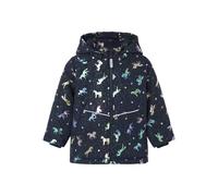 Outdoorjacke NAME IT "NMFMAXI PA JACKET FOIL AOP NOOS", Jungen, Gr. 92, schwarz sapphire aop:unicorn, Web, Obermaterial: 100% Polyester, bedruckt, ca. Mitte Oberschenkel, Jacken Outdoorjacke, mit deko