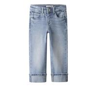 Straight-Jeans NAME IT "NMFROSE STRAIGHT FOLD JEANS 4224-AZ NOOS", Mädchen, Gr. 110, N-Gr, light blau denim, Denim/Jeans, Obermaterial: 99% Baumwolle, 1% Elasthan, unifarben, straight fit lang, Jeans