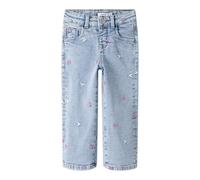 NAME IT Mädchen Nmfrose Wide Emb Jeans 2633-Fr Noos, Light Blue Bleached Denim, 80 EU