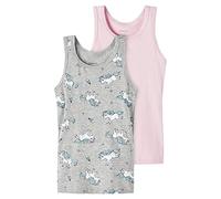 Name IT Mädchen Nmftank Top 2p Grey Melange Unicorn Noos Unterhemd